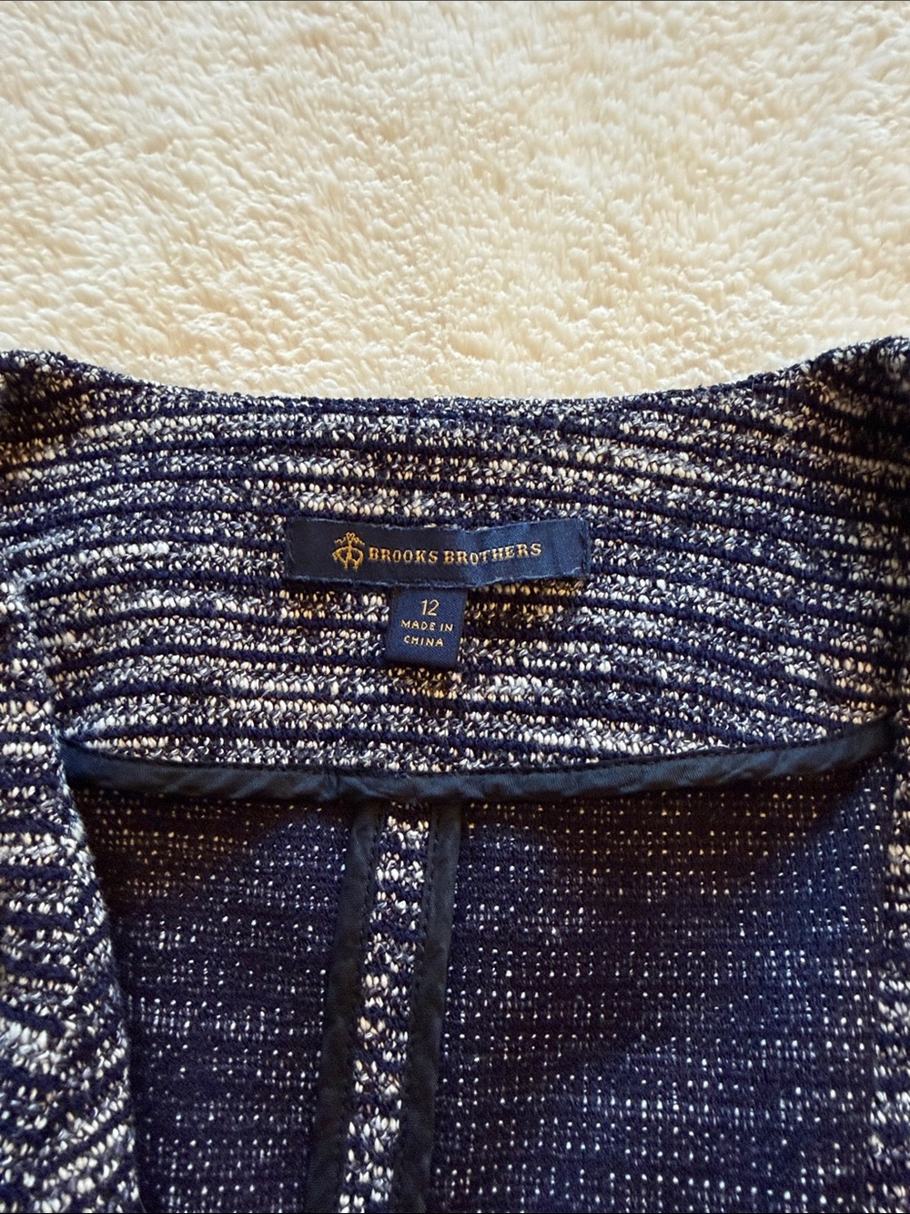 Brooks Brothers Navy Knit Textured Two-Button Blazer - Picture 6 of 7